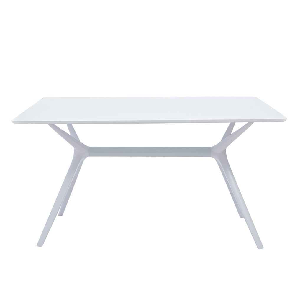 47" White Wood and Heavy Duty Plastic Trestle Base Dining Table