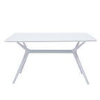 47" White Wood and Heavy Duty Plastic Trestle Base Dining Table