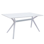 47" White Wood and Heavy Duty Plastic Trestle Base Dining Table