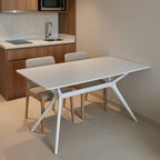 47" White Wood and Heavy Duty Plastic Trestle Base Dining Table