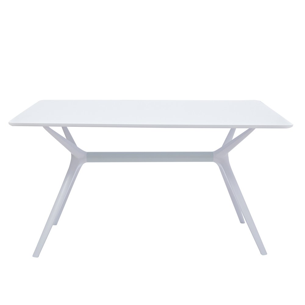 47" White Wood and Heavy Duty Plastic Trestle Base Dining Table