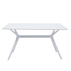 47" White Wood and Heavy Duty Plastic Trestle Base Dining Table