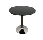 36" Black and Silver Wood and Metal Pedestal Base Round Top Dining Table