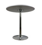 36" Black and Silver Wood and Metal Pedestal Base Round Top Dining Table