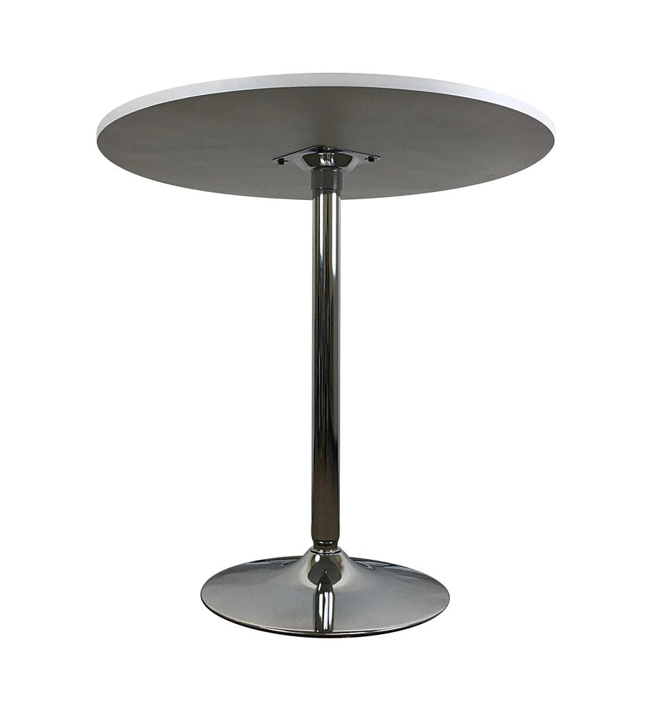 36" Black and Silver Wood and Metal Pedestal Base Round Top Dining Table