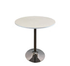 36" Black and Silver Wood and Metal Pedestal Base Round Top Dining Table