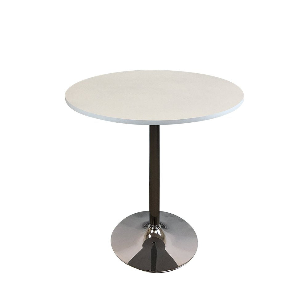 36" Black and Silver Wood and Metal Pedestal Base Round Top Dining Table