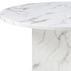 60" Gray and White Marble Pedestal Base Round Top Dining Table