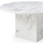 60" Gray and White Marble Pedestal Base Round Top Dining Table