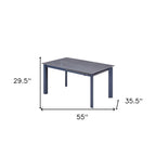 55" Gray Ceramic and Metal Self-Storing Leaf Extendable Dining Table
