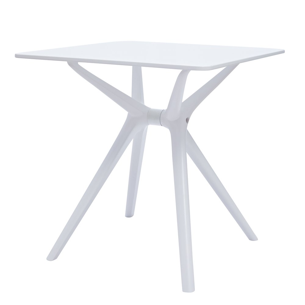 47" White Wood and Heavy Duty Plastic Trestle Base Dining Table