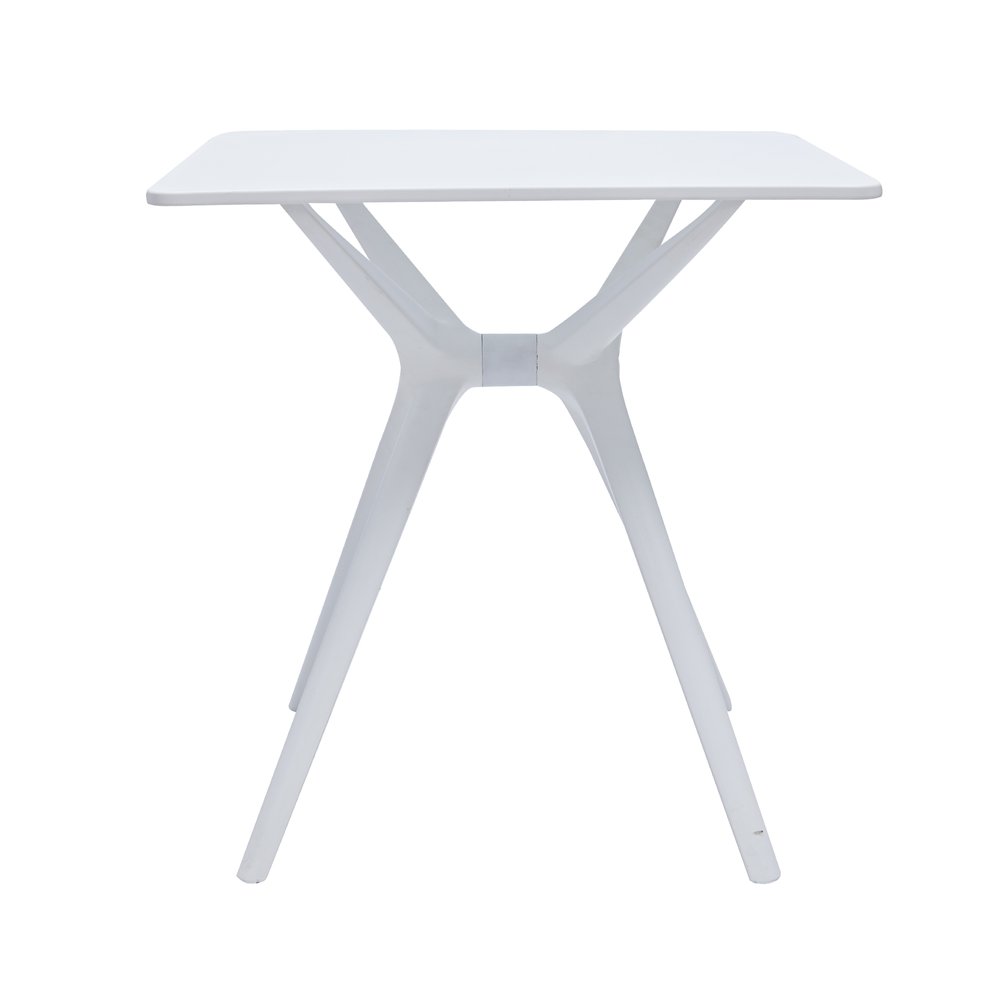 47" White Wood and Heavy Duty Plastic Trestle Base Dining Table