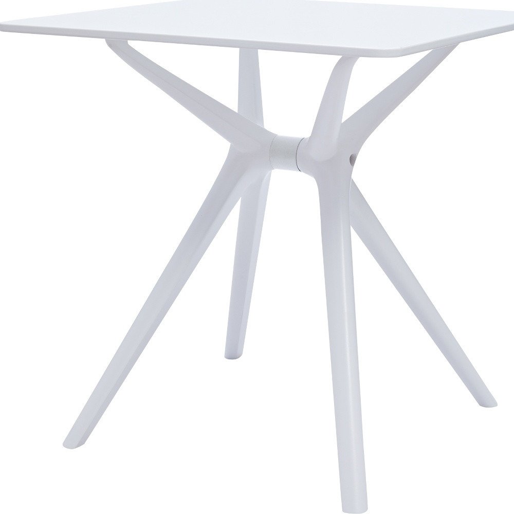 47" White Wood and Heavy Duty Plastic Trestle Base Dining Table