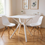 47" White Wood and Heavy Duty Plastic Trestle Base Dining Table