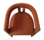 Gray and Brown Upholstered Boucle Open Back Dining Arm Chair