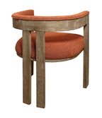 Gray and Brown Upholstered Boucle Open Back Dining Arm Chair
