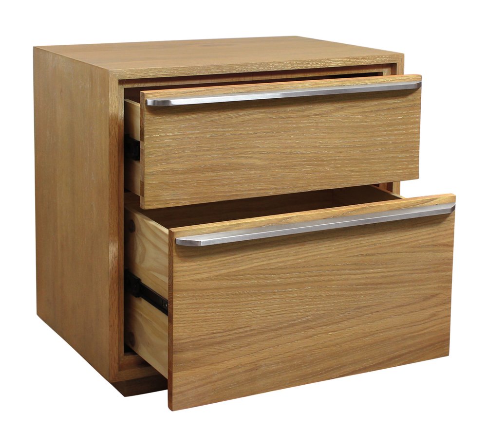 24" Natural Solid and Manufactured Wood Two Drawer Nightstand