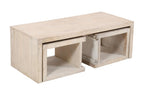 Three Piece Natural Solid Wood Distressed Sled Coffee And End Tables Set