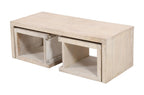 Three Piece Natural Solid Wood Distressed Sled Coffee And End Tables Set