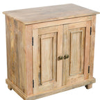 28" Distressed Natural Solid Wood Nightstand With Storage