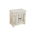 28" Distressed White Solid Wood Nightstand With Storage