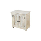 28" Distressed White Solid Wood Nightstand With Storage