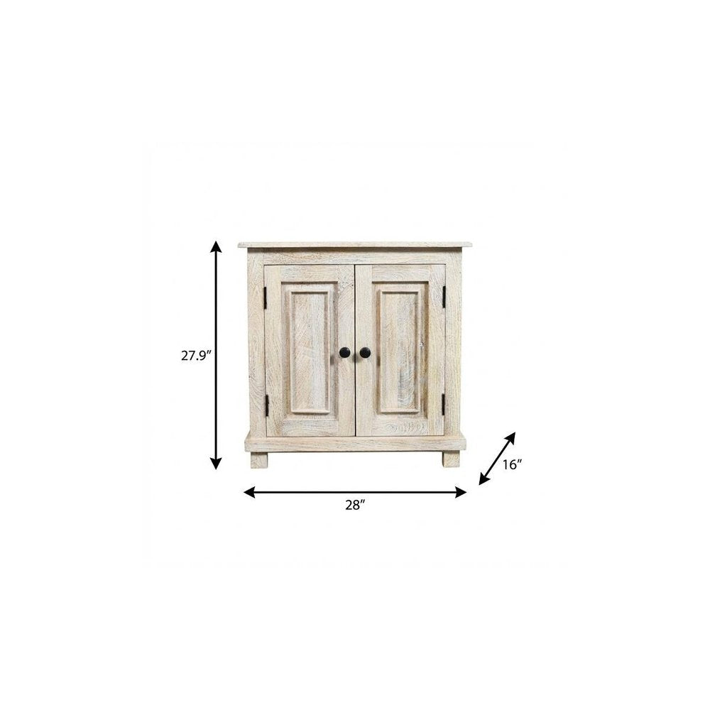 28" Distressed White Solid Wood Nightstand With Storage