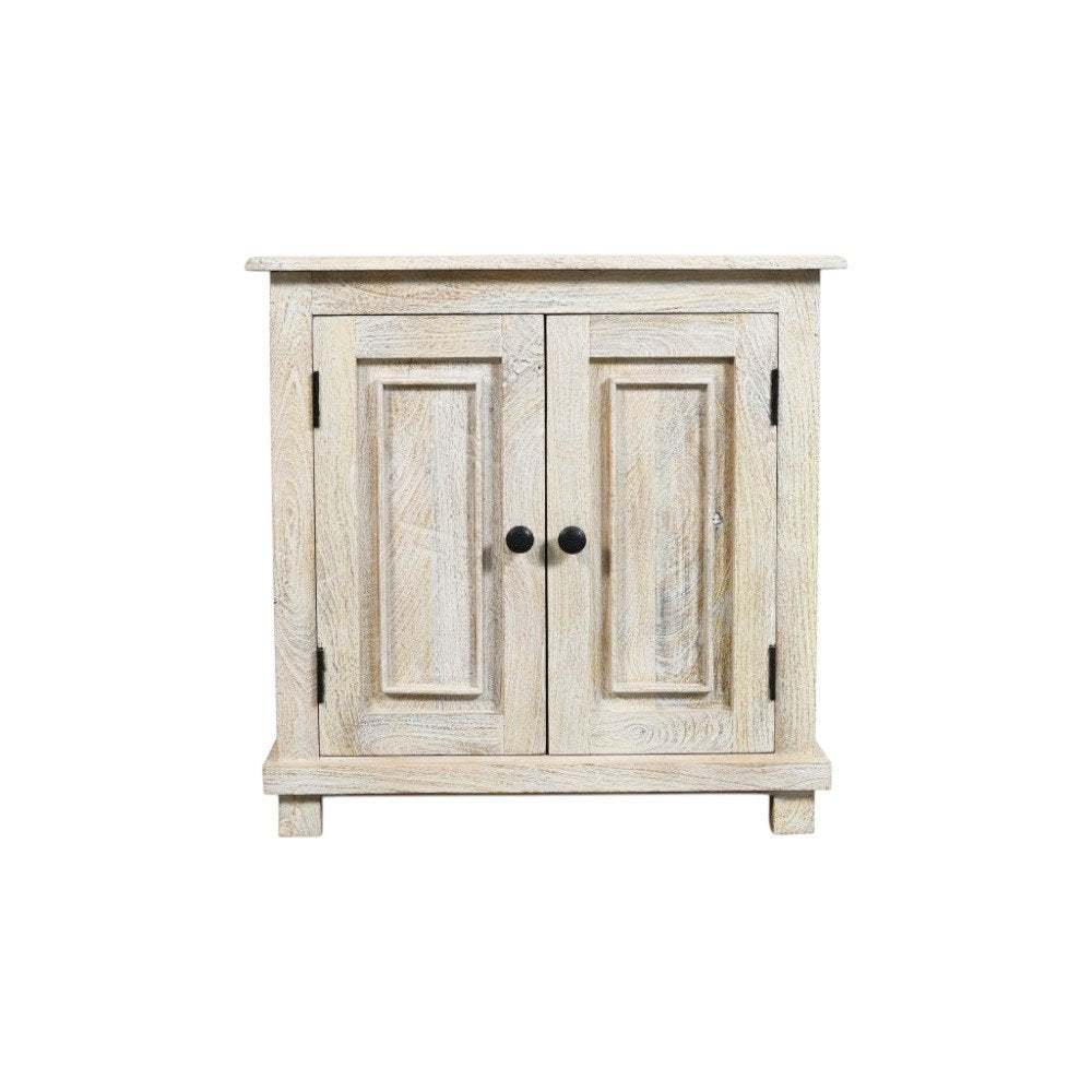 28" Distressed White Solid Wood Nightstand With Storage