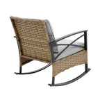 Three Piece Black Natural and Gray Rattan Two Person Seating Group With Table