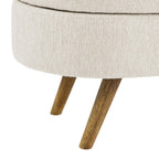 44" Beige and Brown Linen Upholstered Storage Bench with Flip Top