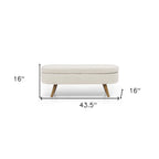 44" Beige and Brown Linen Upholstered Storage Bench with Flip Top