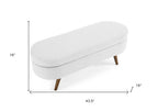 44" White and Brown Linen Upholstered Storage Bench with Flip Top