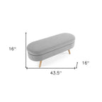 44" Gray and Brown Linen Upholstered Storage Bench with Flip Top