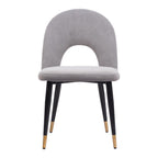 Set of Two Gray Black And Gold Velvet And Wood And Steel Open Back Dining Side Chairs