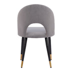 Set of Two Gray Black And Gold Velvet And Wood And Steel Open Back Dining Side Chairs