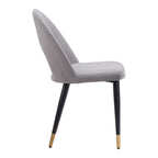 Set of Two Gray Black And Gold Velvet And Wood And Steel Open Back Dining Side Chairs