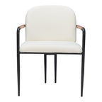Set of Two Cream And Black Fabric And Steel Dining Arm Chairs