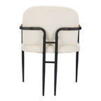 Set of Two Cream And Black Fabric And Steel Dining Arm Chairs