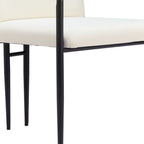 Set of Two Cream And Black Fabric And Steel Dining Arm Chairs