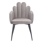 Set of Two Gray And Black Tufted Velvet And Steel Dining Arm Chairs