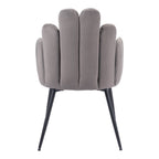 Set of Two Gray And Black Tufted Velvet And Steel Dining Arm Chairs