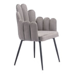Set of Two Gray And Black Tufted Velvet And Steel Dining Arm Chairs