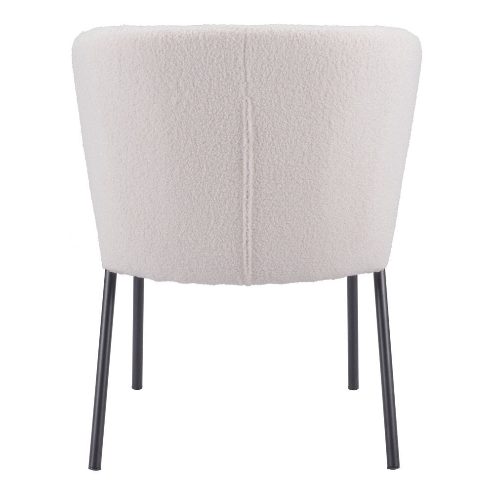 Set of Two Cream And Black Tufted Upholstery And Steel Dining Side Chairs