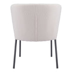 Set of Two Cream And Black Tufted Upholstery And Steel Dining Side Chairs