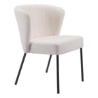 Set of Two Cream And Black Tufted Upholstery And Steel Dining Side Chairs