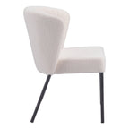 Set of Two Cream And Black Tufted Upholstery And Steel Dining Side Chairs