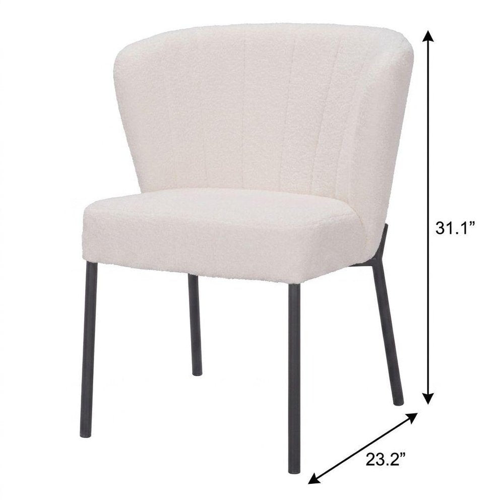 Set of Two Cream And Black Tufted Upholstery And Steel Dining Side Chairs
