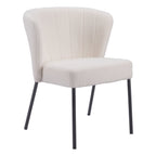 Set of Two Cream And Black Tufted Upholstery And Steel Dining Side Chairs