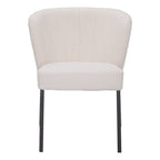 Set of Two Cream And Black Tufted Upholstery And Steel Dining Side Chairs