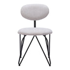 Set of Two Light Gray And Black Upholstery And Steel Dining Side Chairs